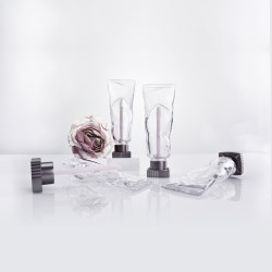 Tube-Shaped Makeup Container For Liquid Beauty Formulations,  Glass-like & Unsqueezable